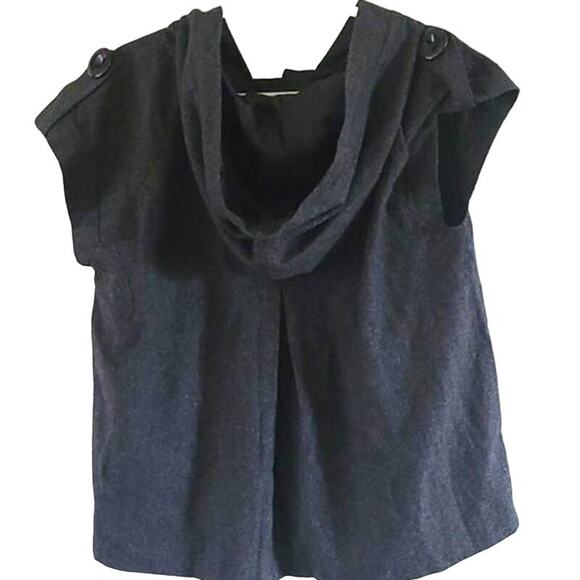Luii Women's Sleeveless Poncho Hoodie – Size Large Gray Button-Front Casual Vest - Picture 5 of 6